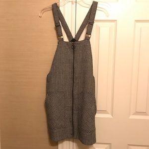 Black and white checkered overall dress